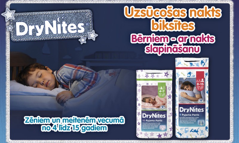 DryNites® uzsūcošas nakts biksītes - bērniem, kuri slapina gultiņā