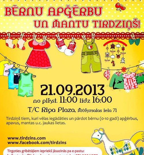 Bērnu apģērbu un mantu tirdziņš 21.septembrī T/C Riga Plaza!