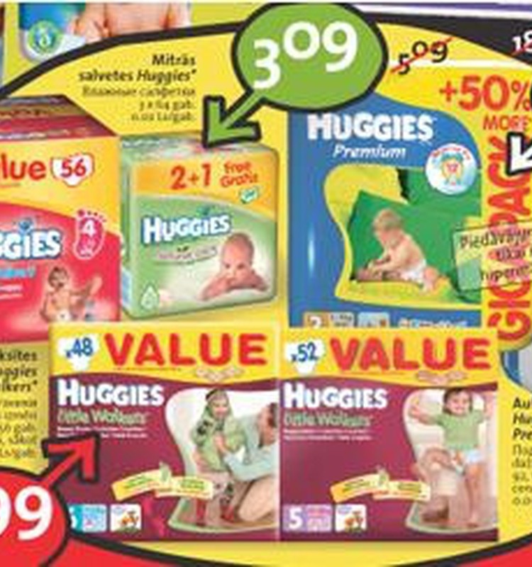 Tudiš- pīp akcija veikalos RIMI Huggies autiņbiksītēm un mitrajām salvetēm!