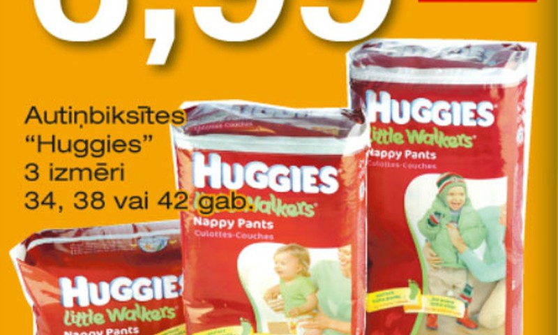 Super Netto veikalos Huggies® Little Walkers® autiņbiksītes ar 25% atlaidi!