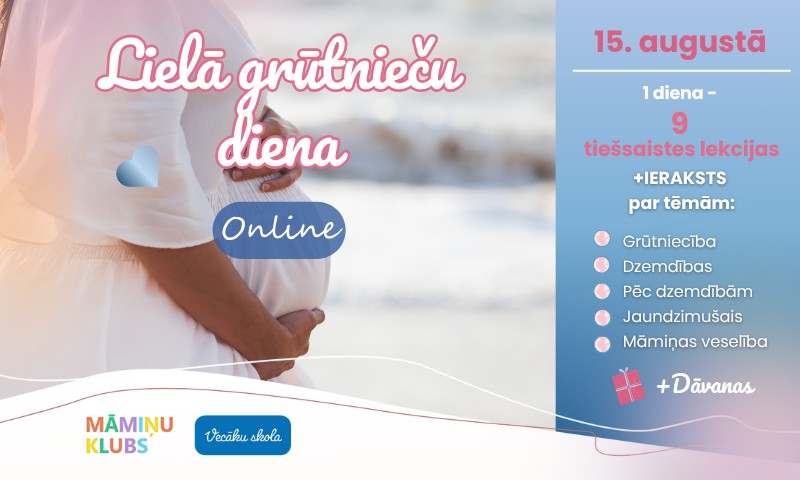 Grūtnieču diena 15. augustā - 9 tiešsaistes lekcijas + garantētas dāvanas!