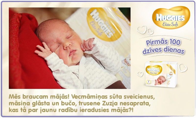 Bēbītis aug kopā ar Huggies®  Elite Soft: 3.dzīves diena
