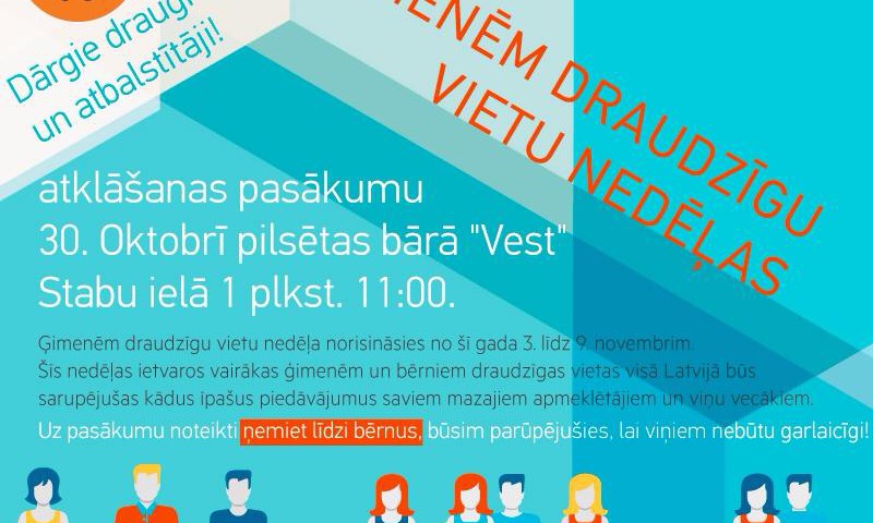 Pirmo reizi Latvijā norisināsies Ģimenēm draudzīgu vietu nedēļa
