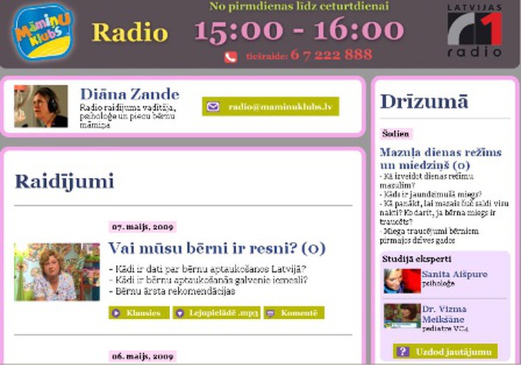 No šodienas atvērta Māmiņu Kluba radio mājas lapa!