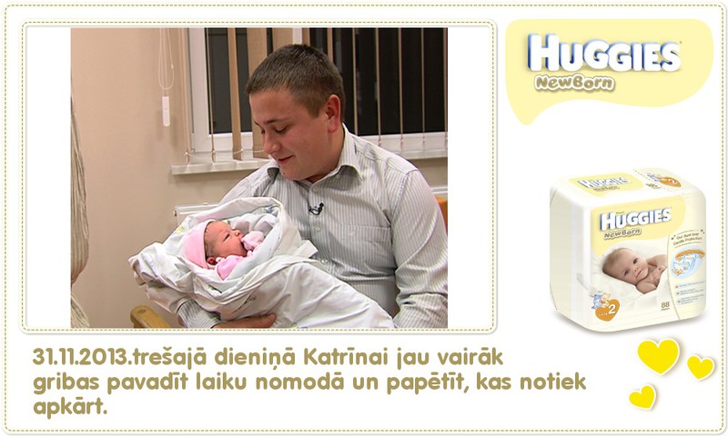 Katrīna aug kopā ar Huggies® Newborn: 3.dzīves diena