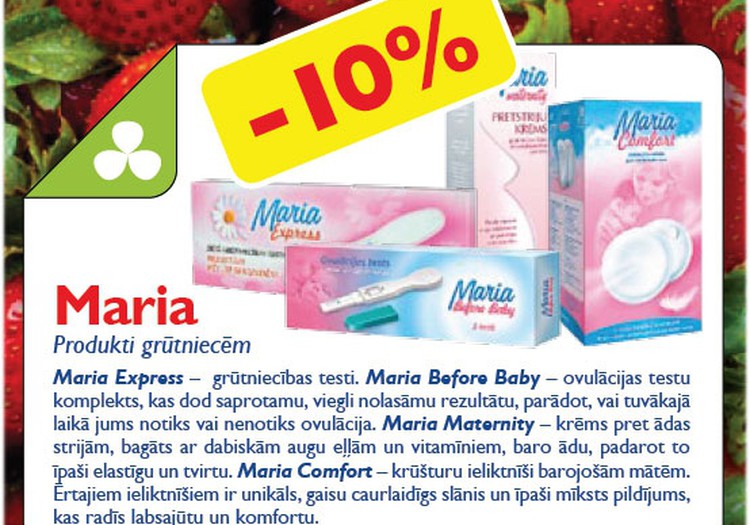 Pērc Maria produktus ar 10% atlaidi "Ģimenes Aptiekās”!